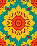Vibrant Sunburst Floral Teal Rug