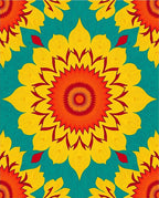 Vibrant Sunburst Floral Teal Rug
