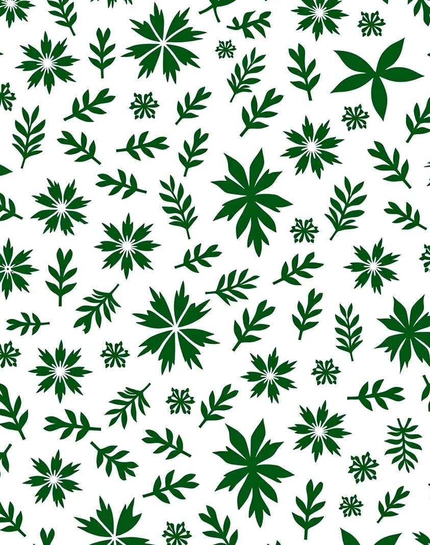 Deep Forest Green Botanical Collage Rug
