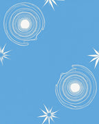 White Swirl Starburst Blue Rug