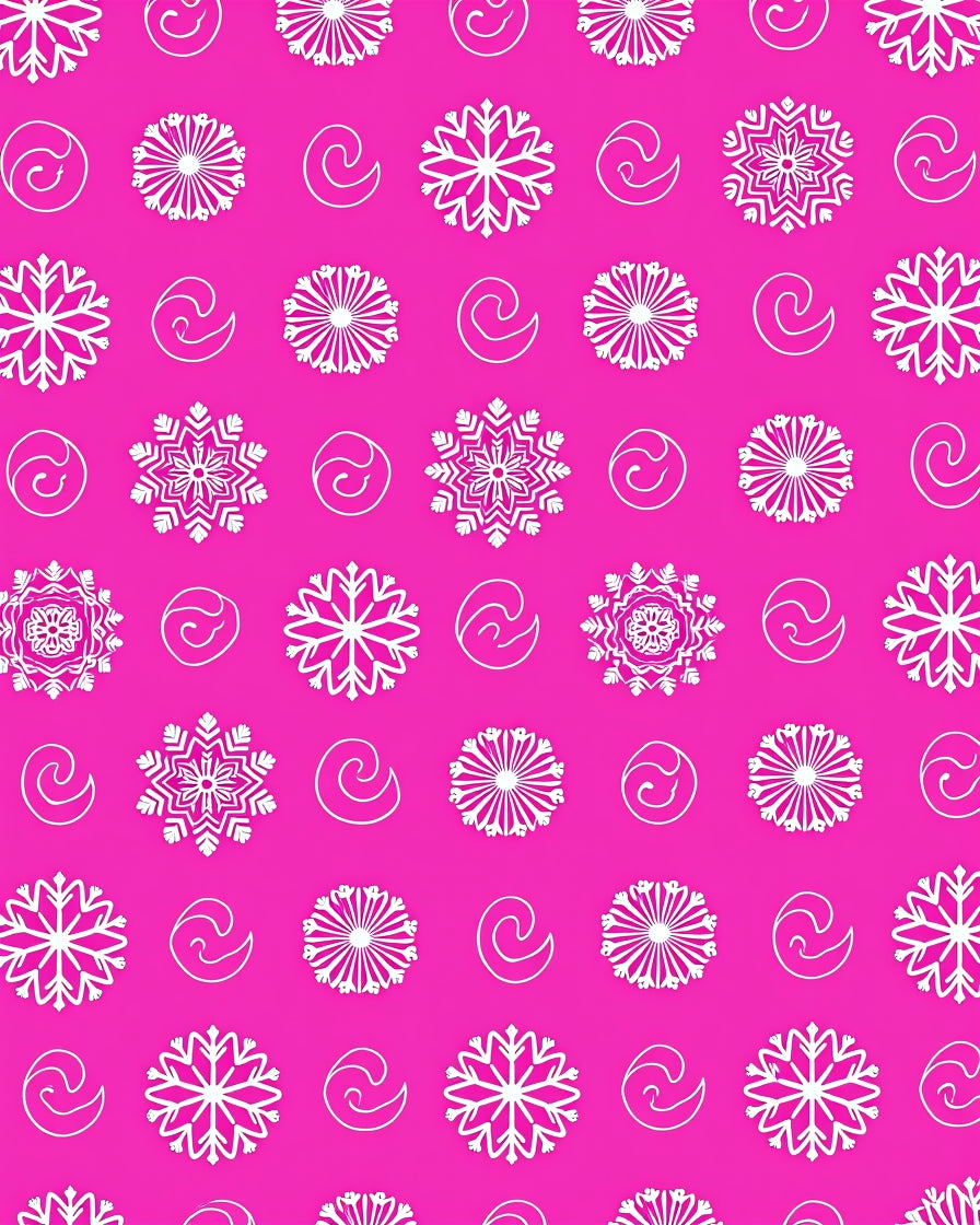 White Snowflake Swirl Pink Field Rug