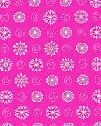 White Snowflake Swirl Pink Field Rug