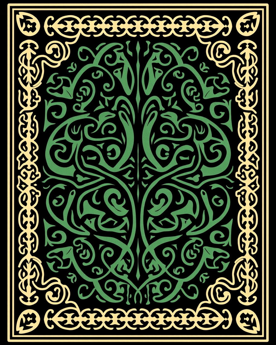 Ornate Green Tree Of Life Rug