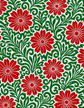 Red Daisy Floral Swirl Rug