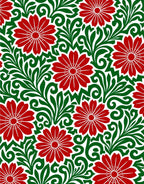 Red Daisy Floral Swirl Rug