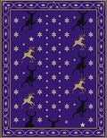 Deep Purple Reindeer Snowflake Border Rug