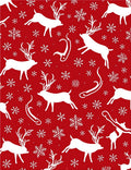 Red White Reindeer Snowflake Winter Scene Rug