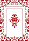 Ornate Crimson Floral Medallion Frame Rug
