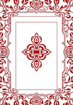 Ornate Crimson Floral Medallion Frame Rug