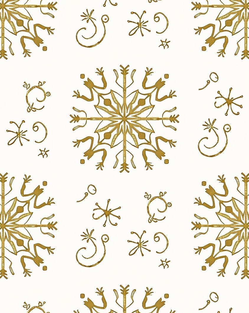 Golden Snowflake Whimsical Scatter Rug