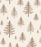 Brown Pine Trees Folk Art Rug