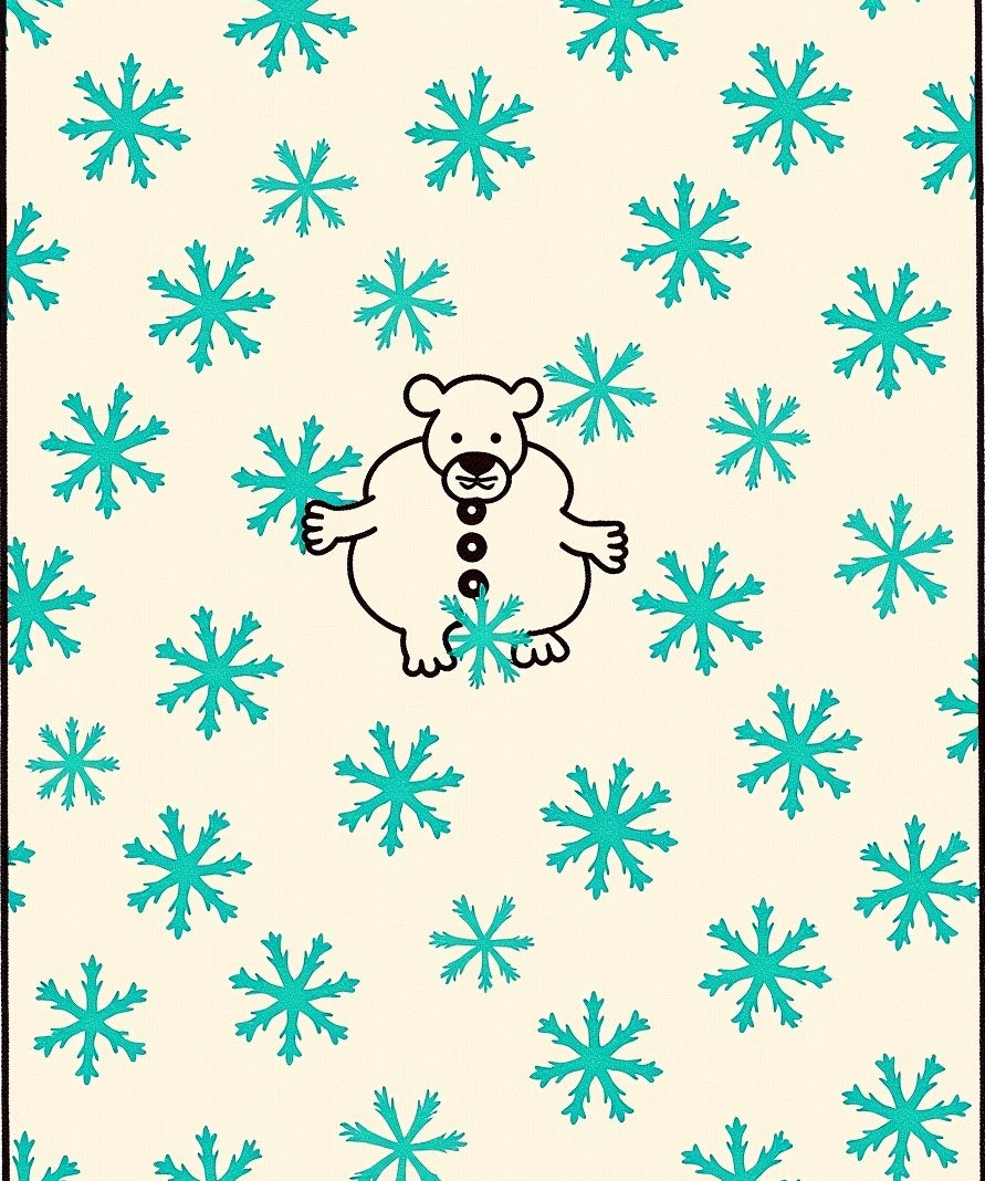 Whimsical Bear and Snowflakes Cream Rug