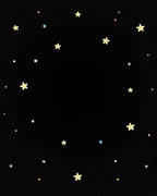 Whimsical Golden Starry Night Sky Rug