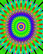 Vibrant Radial Green Sunburst Rug