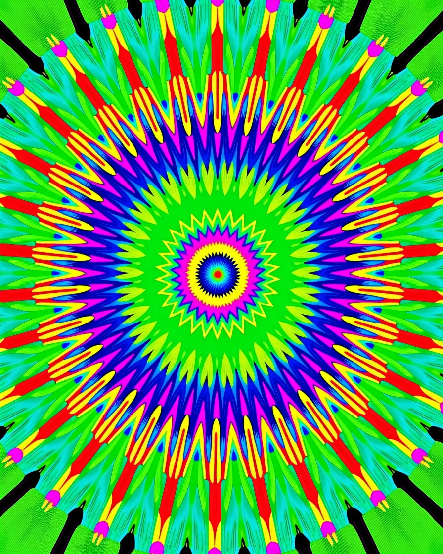 Vibrant Radial Green Sunburst Rug