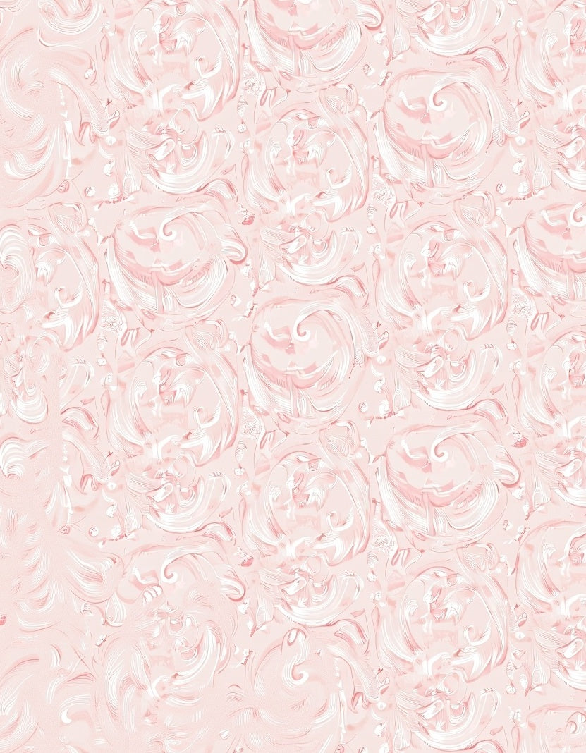 Ornate Blush Pink Rococo Swirl Rug