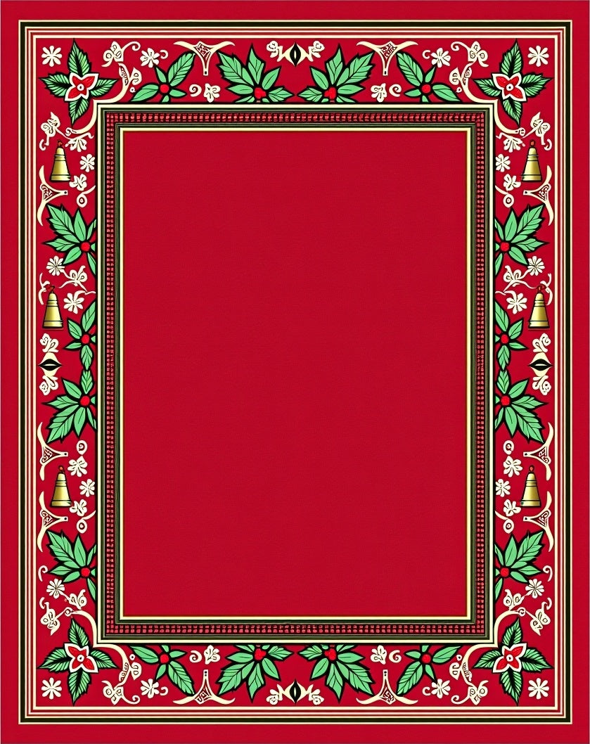 Classic Red Holly Bell Border Rug