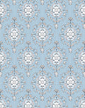 Serene Blue Floral Medallion Damask Rug