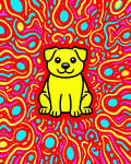Vibrant Yellow Dog Fiesta Background Rug