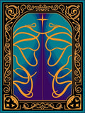 Elegant Gold Ornate Teal Arch Rug