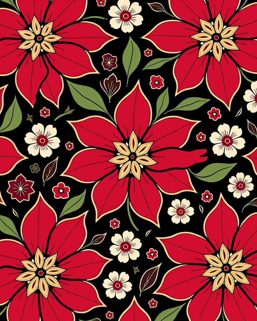 Bold Red Floral Bloom Garden Rug
