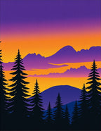 Sunset Mountain Pine Silhouette Vista Rug