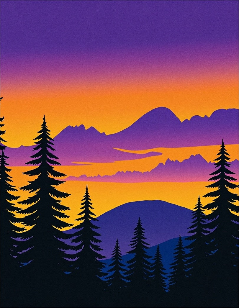 Sunset Mountain Pine Silhouette Vista Rug