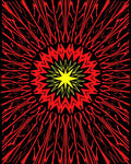 Radiant Red Abstract Sunburst Rug