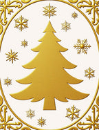 Golden Christmas Tree Snowflake Accents Rug