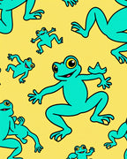 Aqua Frogs Yellow Repeating Pattern Rug