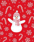 Festive Red Snowman Candy Cane Snowflakes Rug