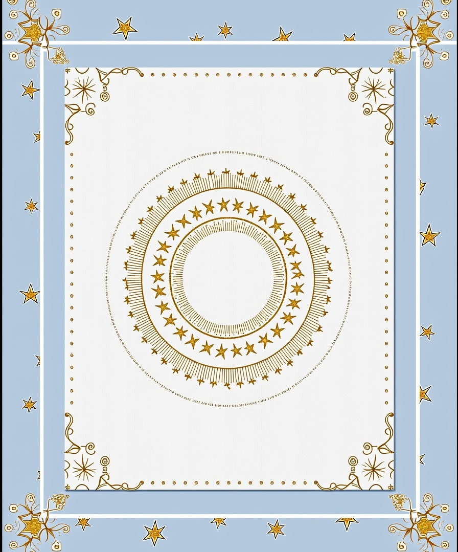 Golden Celestial Starburst Medallion Rug