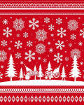 Crimson Snowflake Winter Scene Rug
