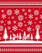 Crimson Snowflake Winter Scene Rug