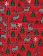 Red Plaid Reindeer Snowflake Forest Rug
