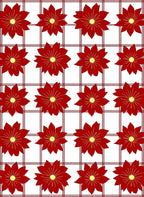 Red Yellow Floral Grid Rug