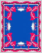 Bold Red Pink Blue Floral Medallions Rug