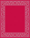 Vibrant Crimson White Ornate Border Rug