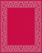 Vibrant Crimson White Ornate Border Rug