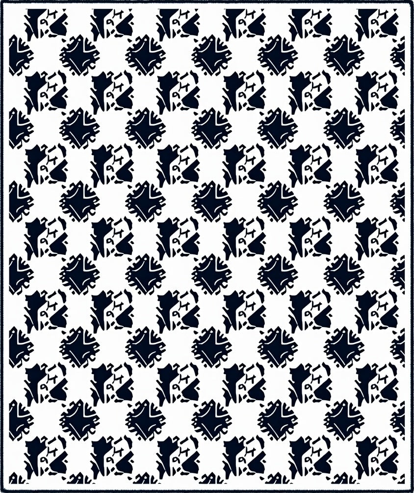 Abstract Black White Geometric Squares Rug