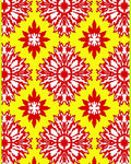 Vibrant Red White Floral Sunburst Rug