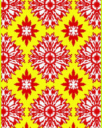 Vibrant Red White Floral Sunburst Rug