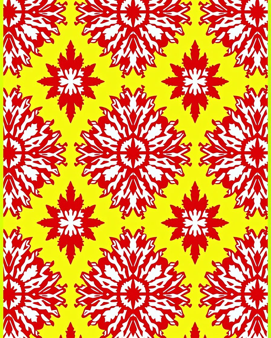 Vibrant Red White Floral Sunburst Rug