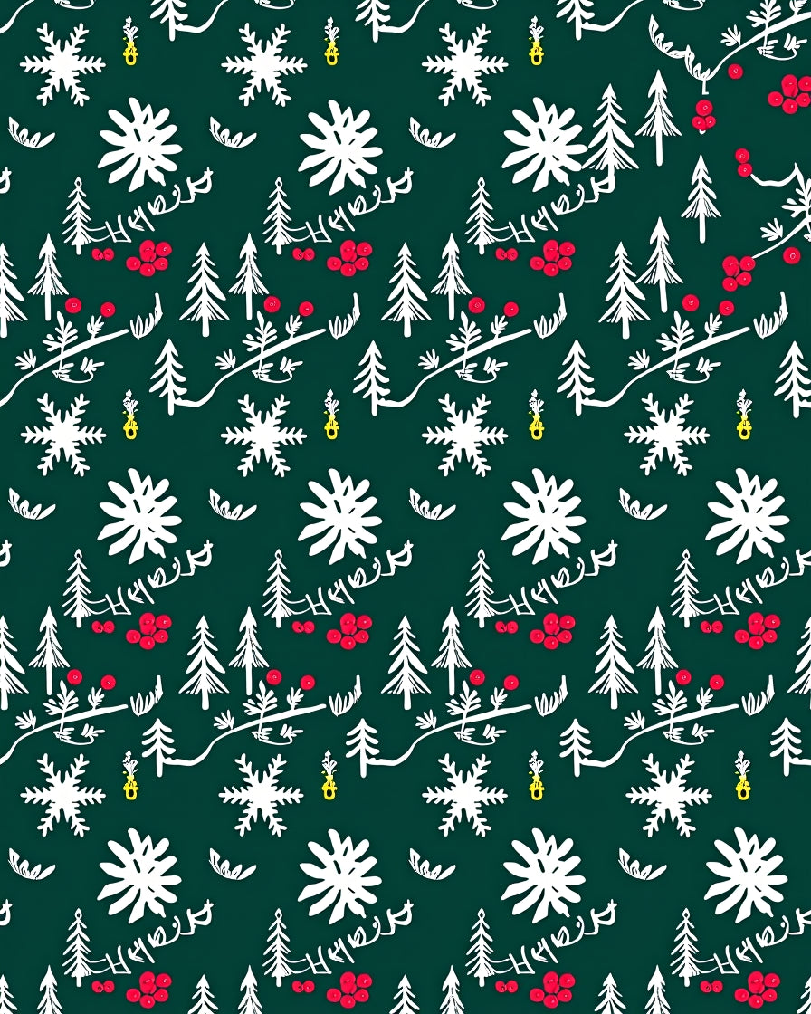 White Snowflake Pine Berry Garland Rug