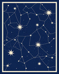 Deep Blue Celestial Constellation Stars Rug