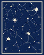 Deep Blue Celestial Constellation Stars Rug
