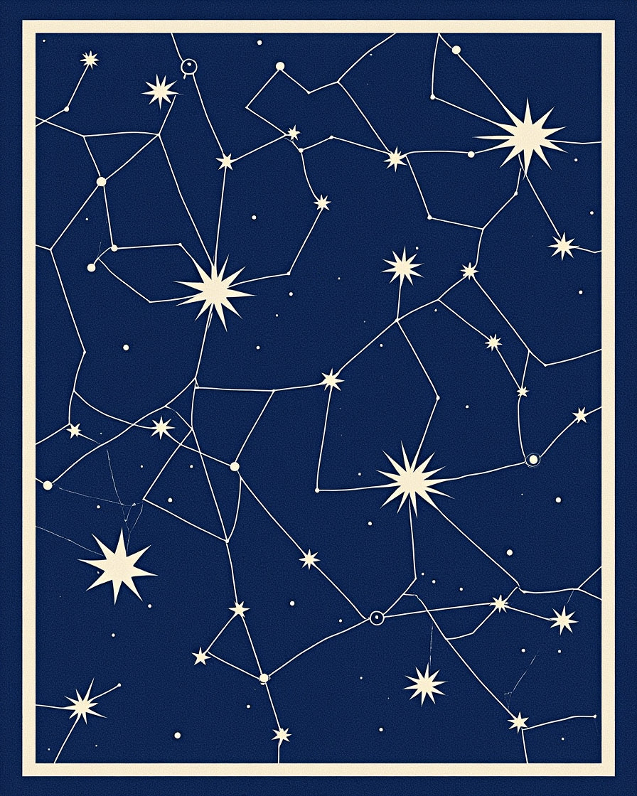 Deep Blue Celestial Constellation Stars Rug