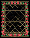 Red Green Floral Golden Lattice Rug