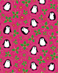 Pink Penguin Floral Whimsical Garden Rug