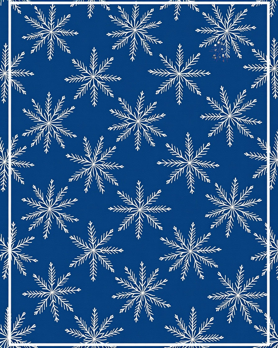 Winter Blue Snowflake Motif Rug